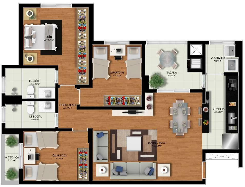 Planta do apartamento — referência F 03 04 07 E 08 1