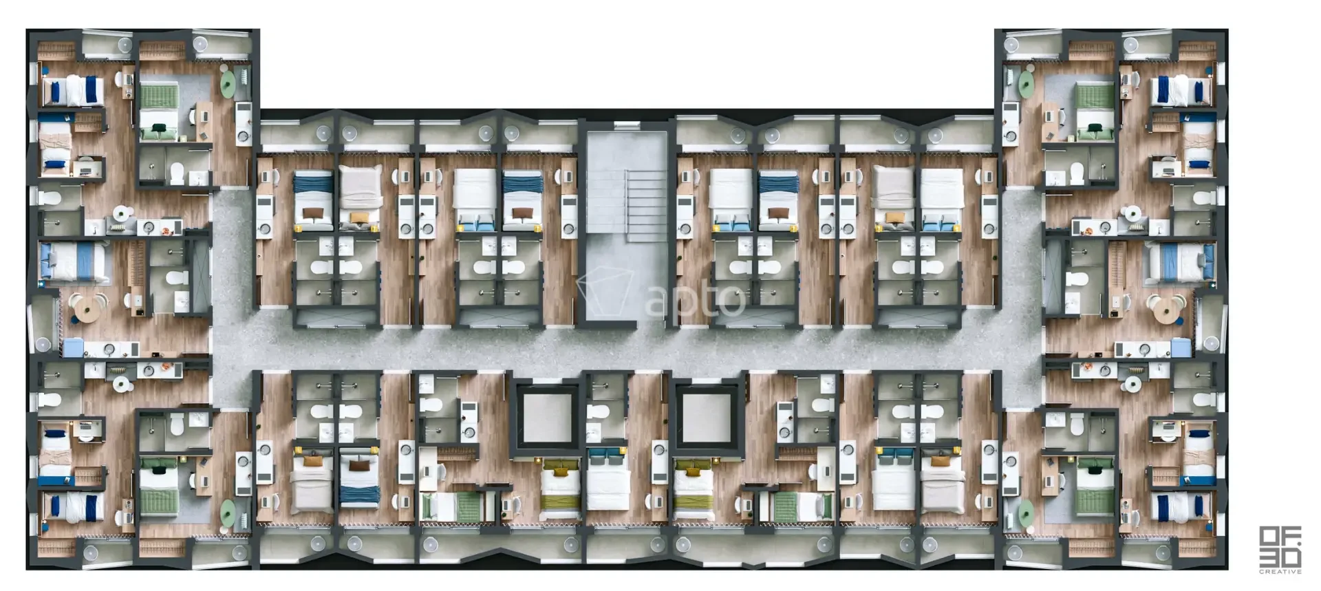 Planta do pavimento residencial — referência 12