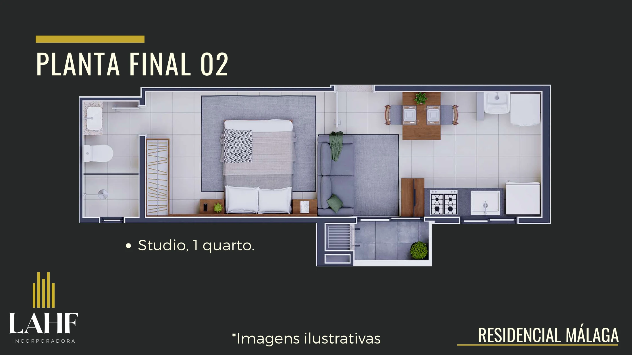 Planta ilustrativa — studio final02, um dormitório