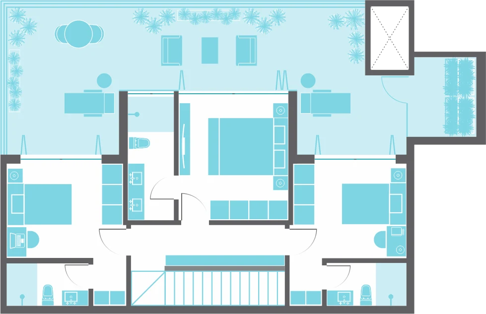 Planta do apartamento — duplex, pavimento superior