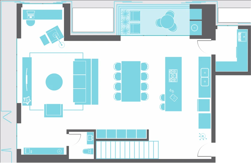 Planta do apartamento — duplex, pavimento inferior