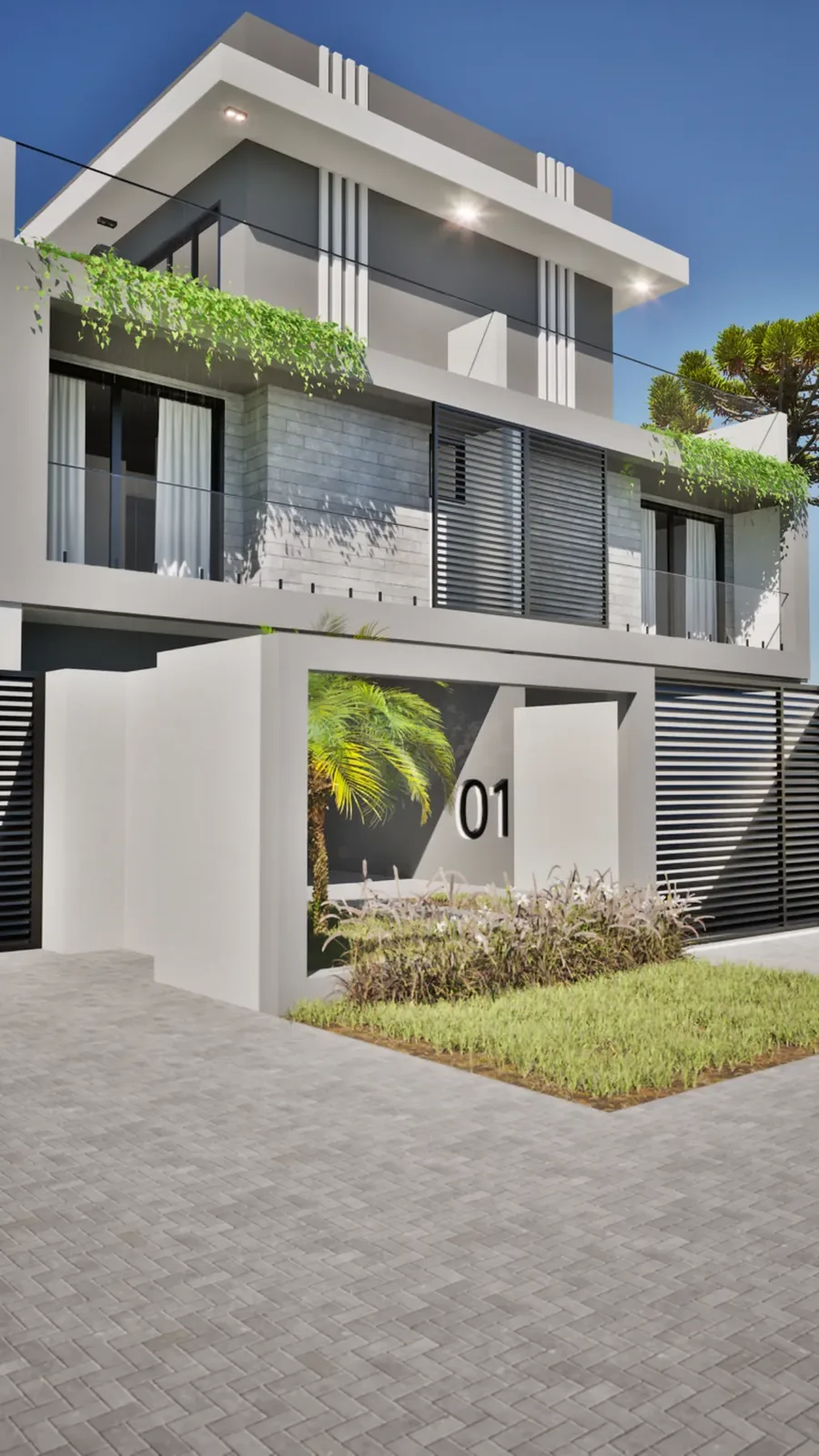 Perspectiva da fachada residencial