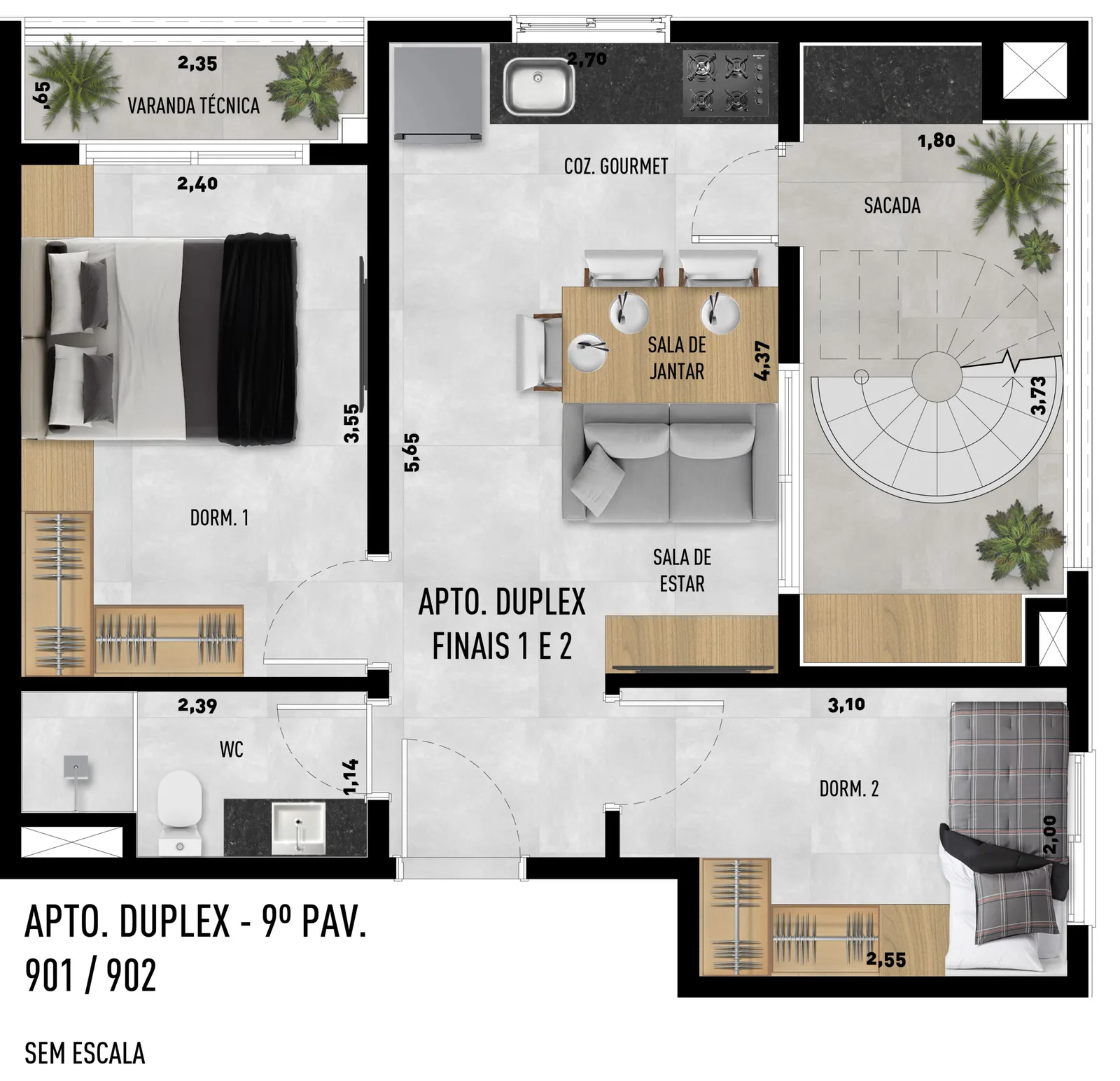 Planta do apartamento — referência Duplex Final 1 e 2 - 1