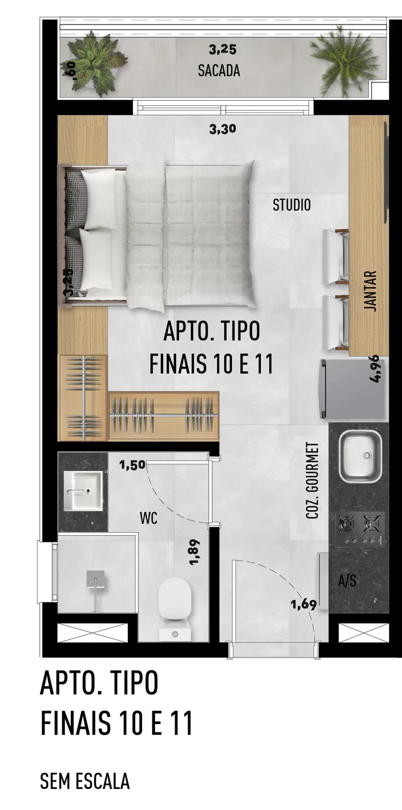 Planta do apartamento — referência TIPO 10 - STUDIO