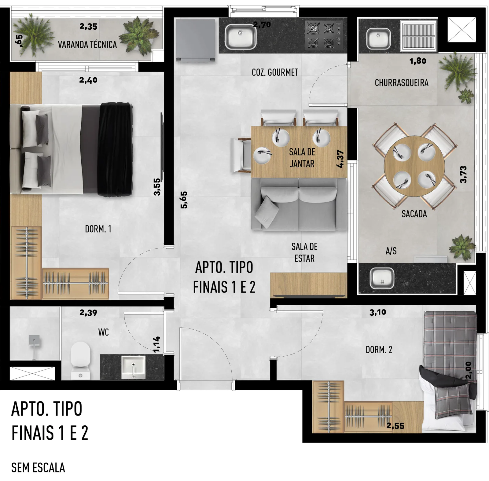 Planta do apartamento — referência TIPO 1