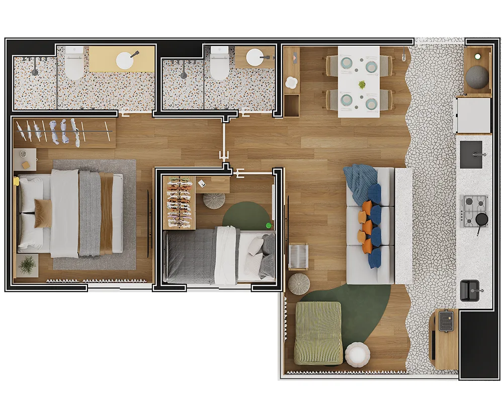 Planta do apartamento — referência TIPO DOIS DORMS