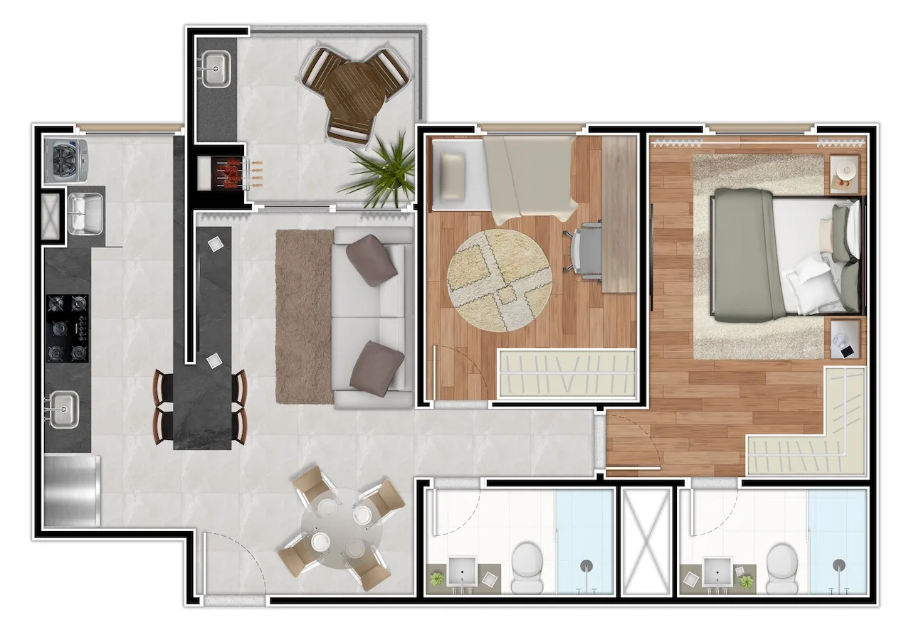 Planta do apartamento — referência 68m low