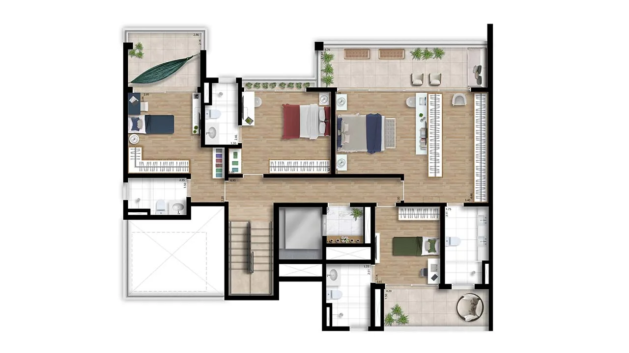Planta do apartamento — referência Apto Cobertura Duplex – Piso Inferior