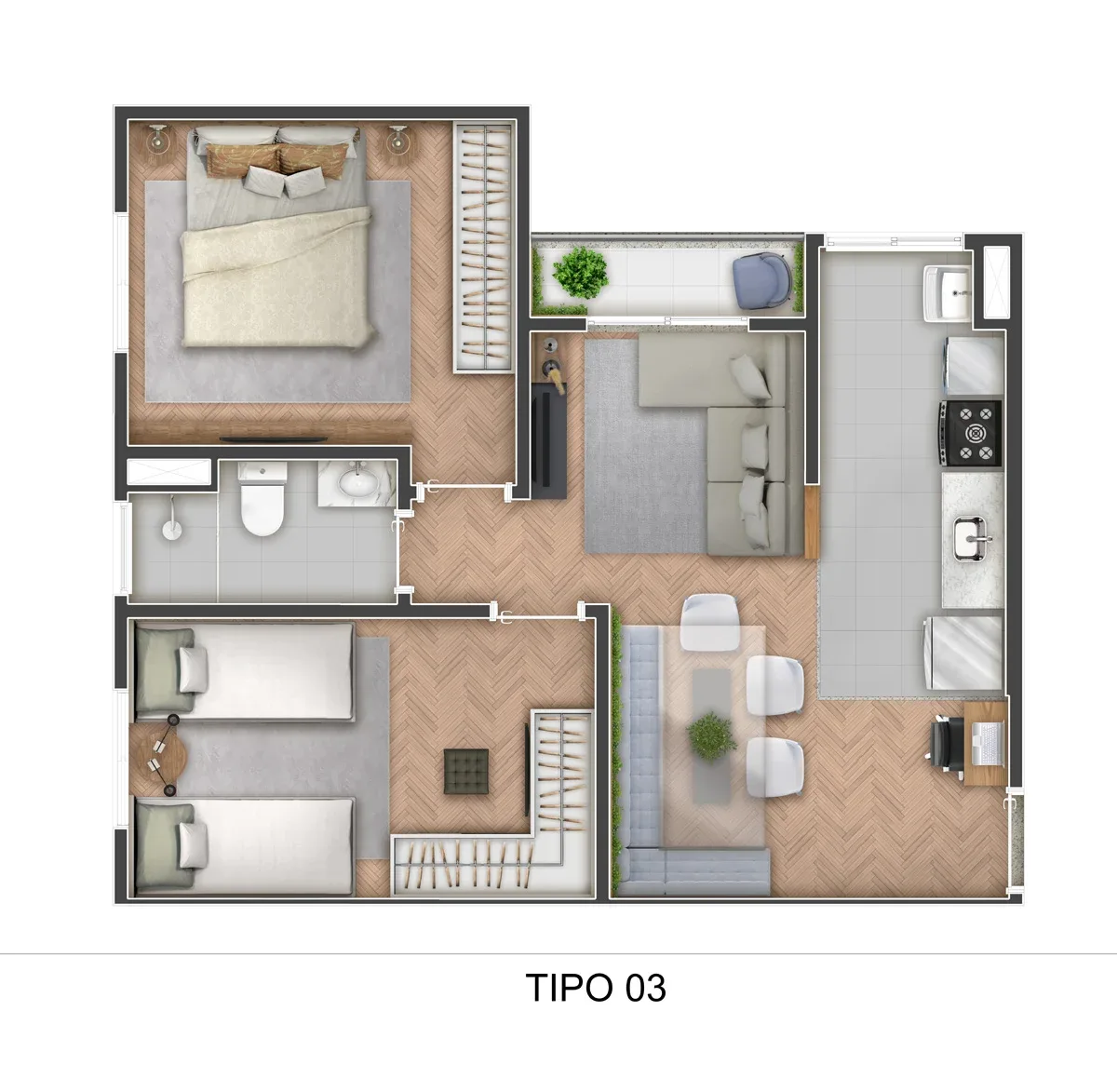 Planta do apartamento — referência unyon di grand oasis poa sp union poa tipo 03 hr r00