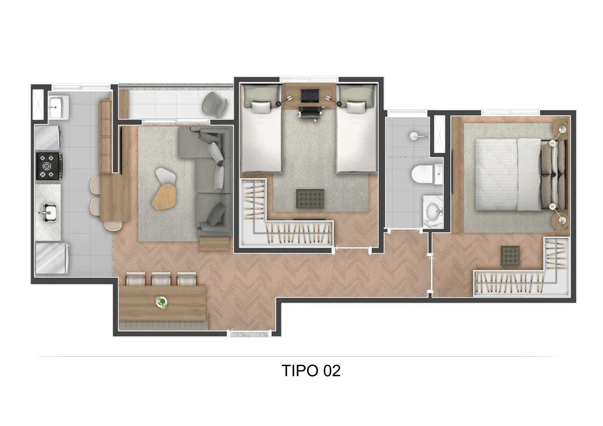Planta do apartamento — referência unyon di grand oasis poa sp union poa tipo 02 hr r00