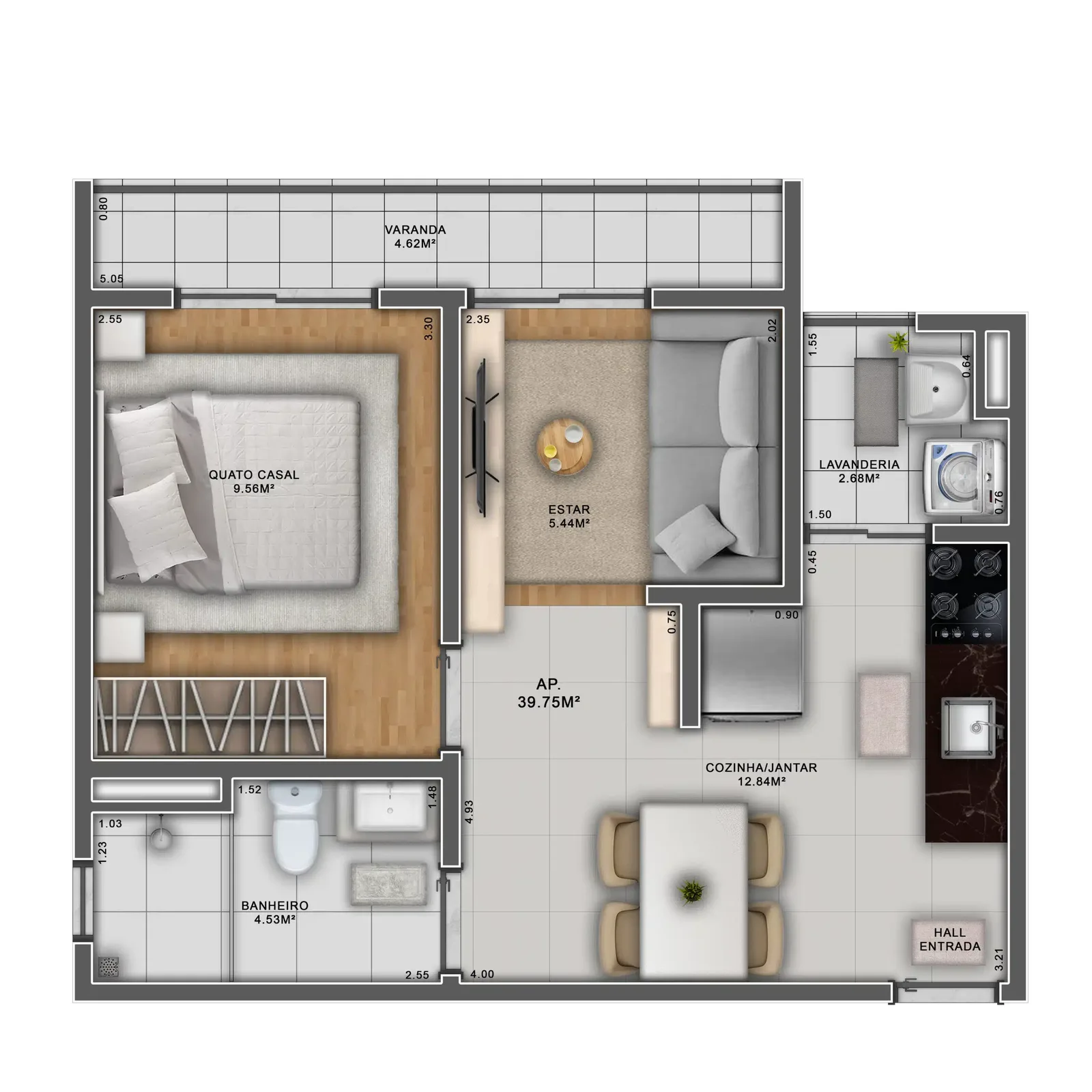 Planta do apartamento — referência AP 39.75 - ALTERADO