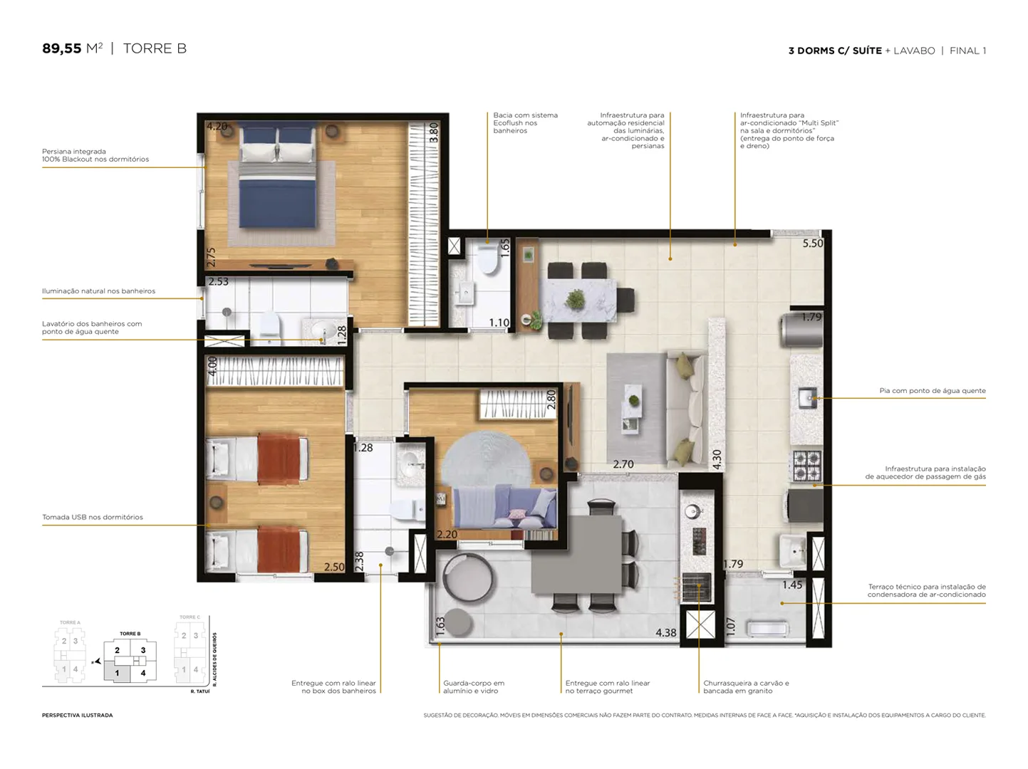 Planta do apartamento — referência TorreB 3
