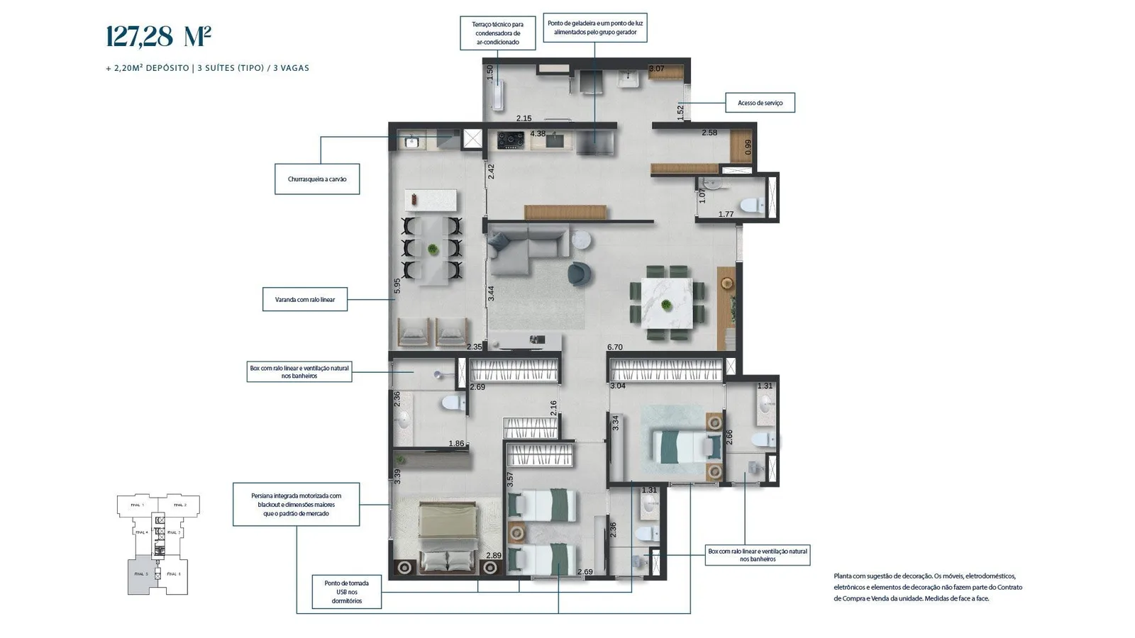 Planta do apartamento — referência 12728 m² deposito