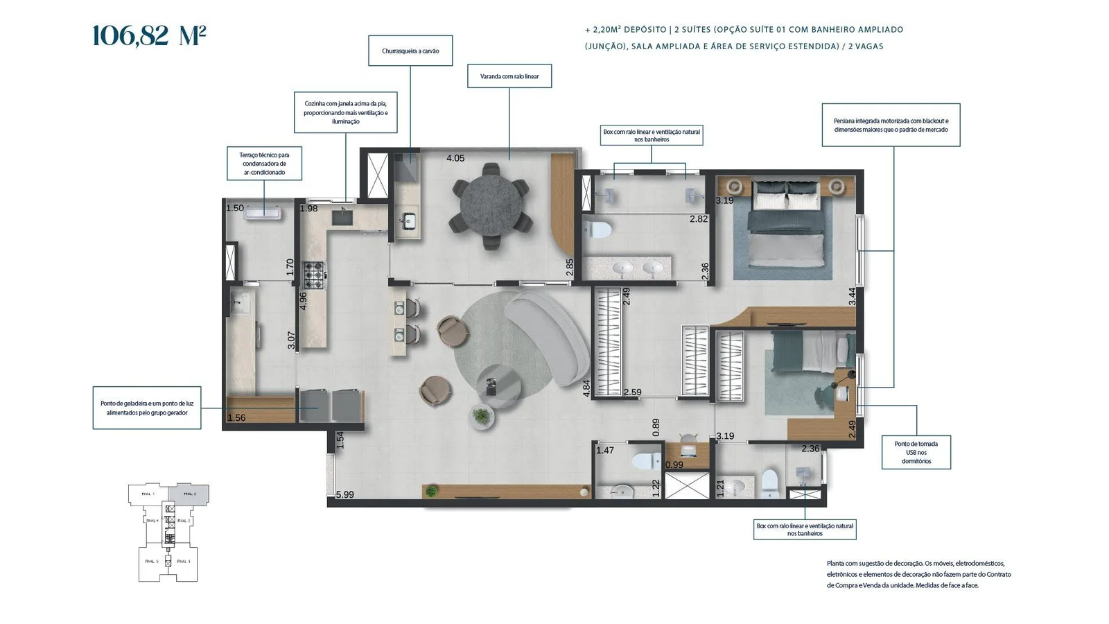 Planta do apartamento — referência 10682 m² 1