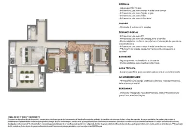 Planta do apartamento — referência 2 Suítes