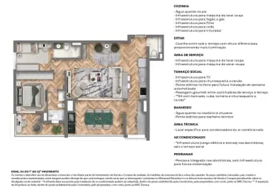 Planta do apartamento — referência 2 Suítes