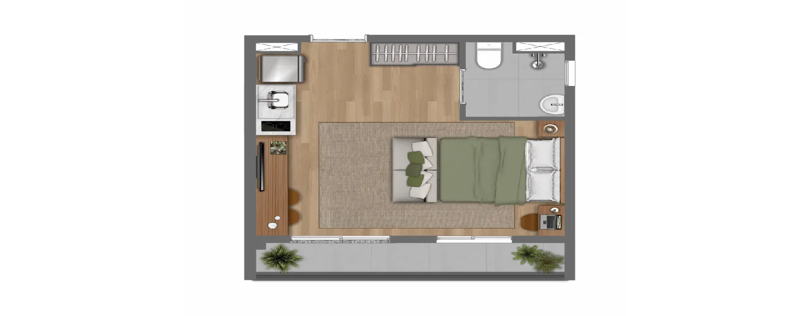 Planta do apartamento — referência STUDIO 30M²