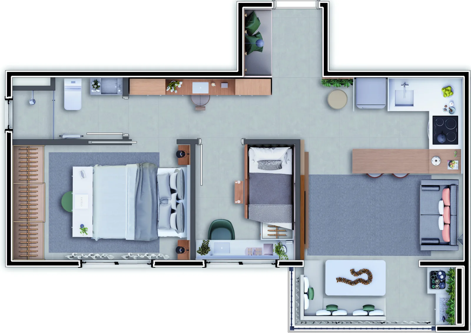 Planta do apartamento — referência 42,49m2 - Final 1