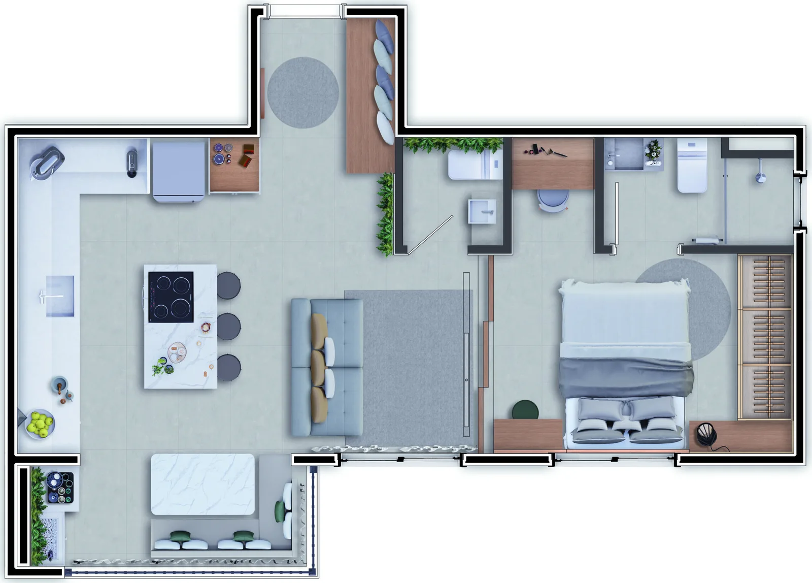 Planta do apartamento — referência 42,49m2 - Final 7