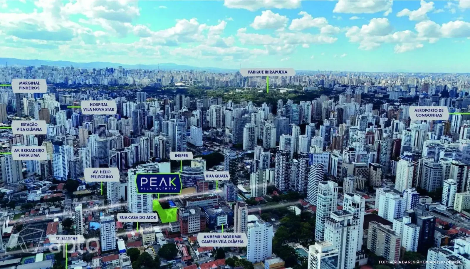 Vista aérea da região do empreendimento