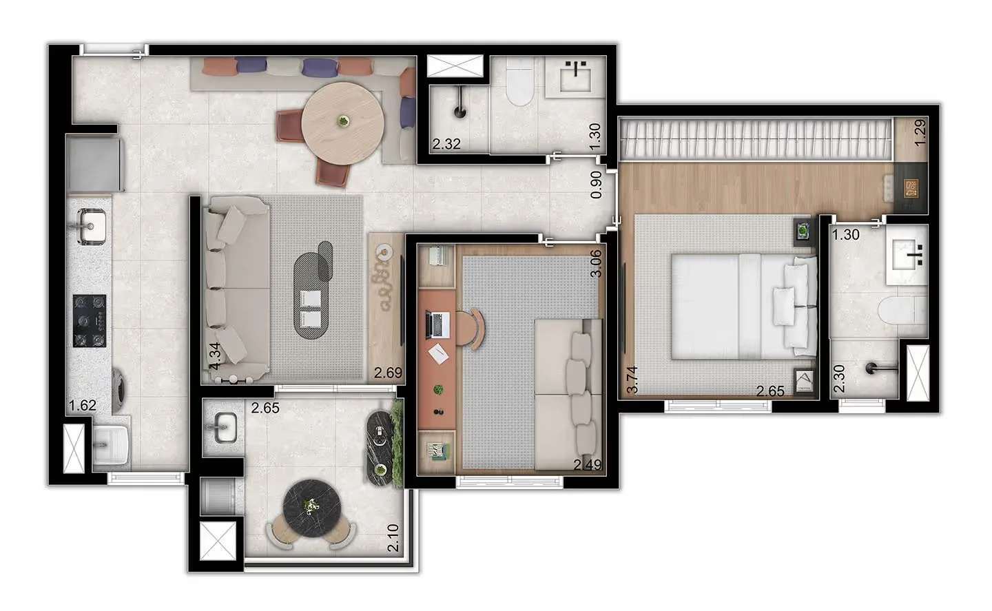 Planta do apartamento — referência Apto. 63m²