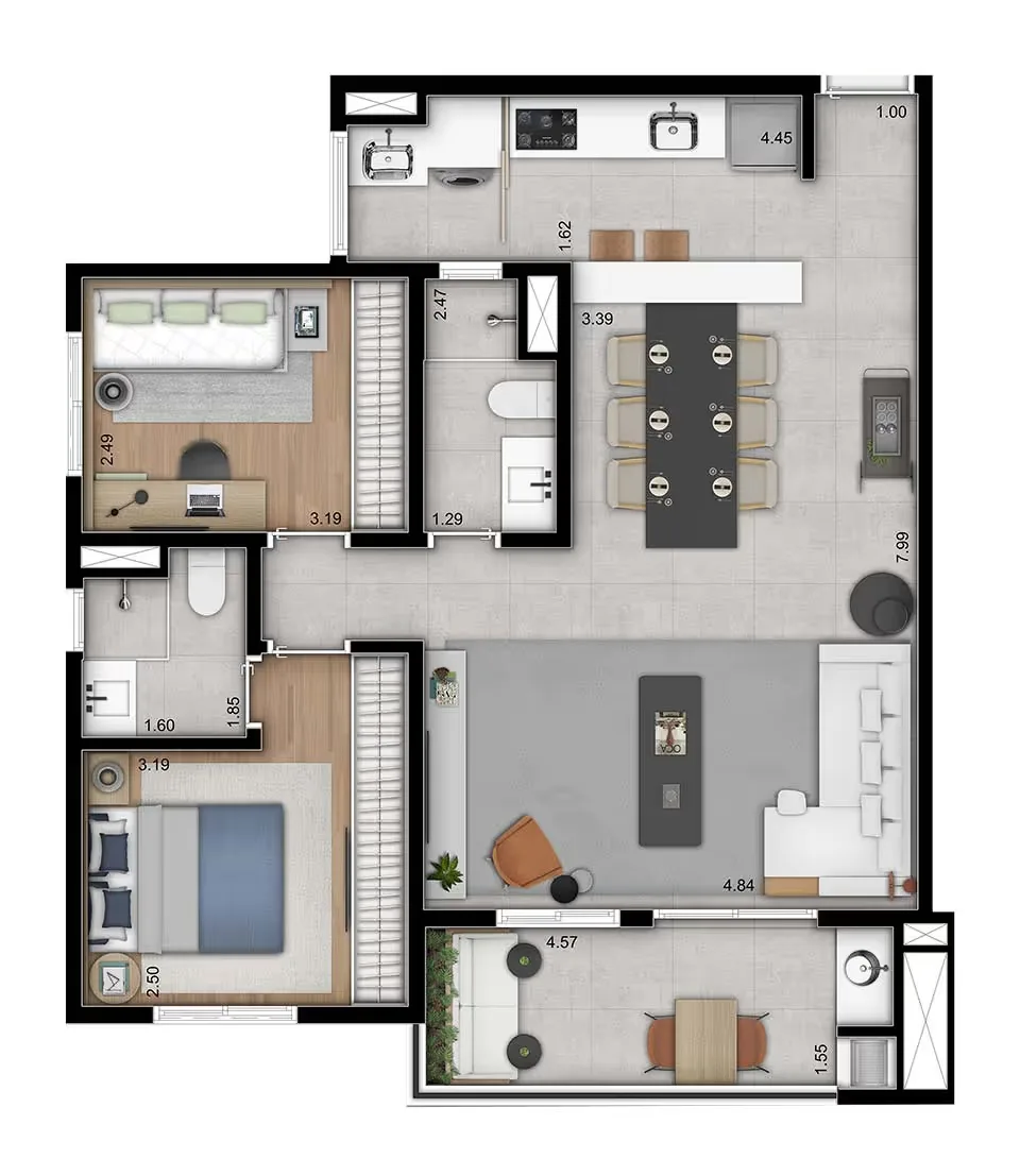 Planta do apartamento — referência Apto. 76m²
