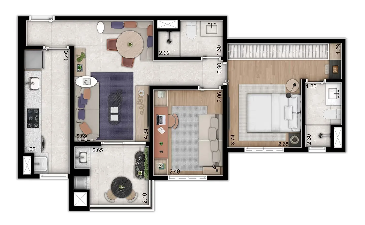 Planta do apartamento — referência Apto. 63m²