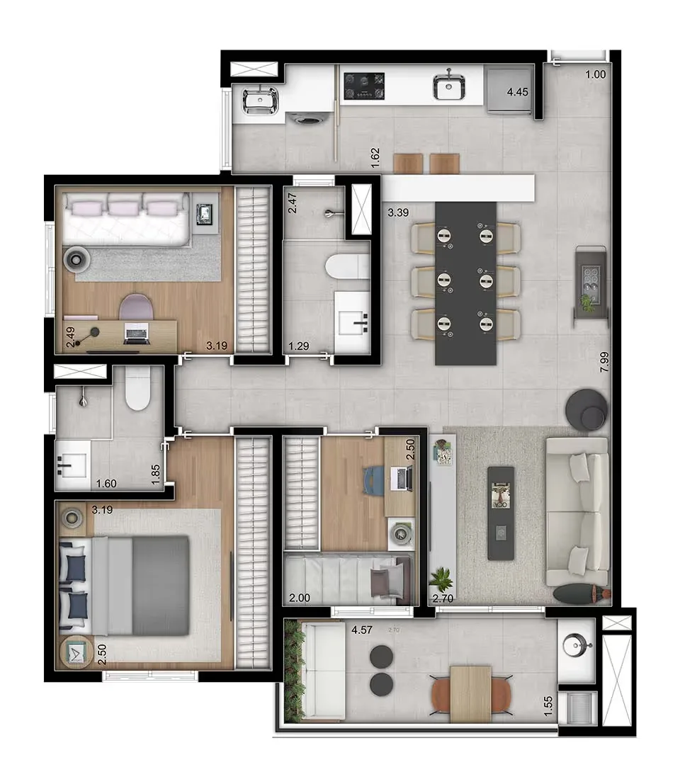 Planta do apartamento — referência Apto. 76m²