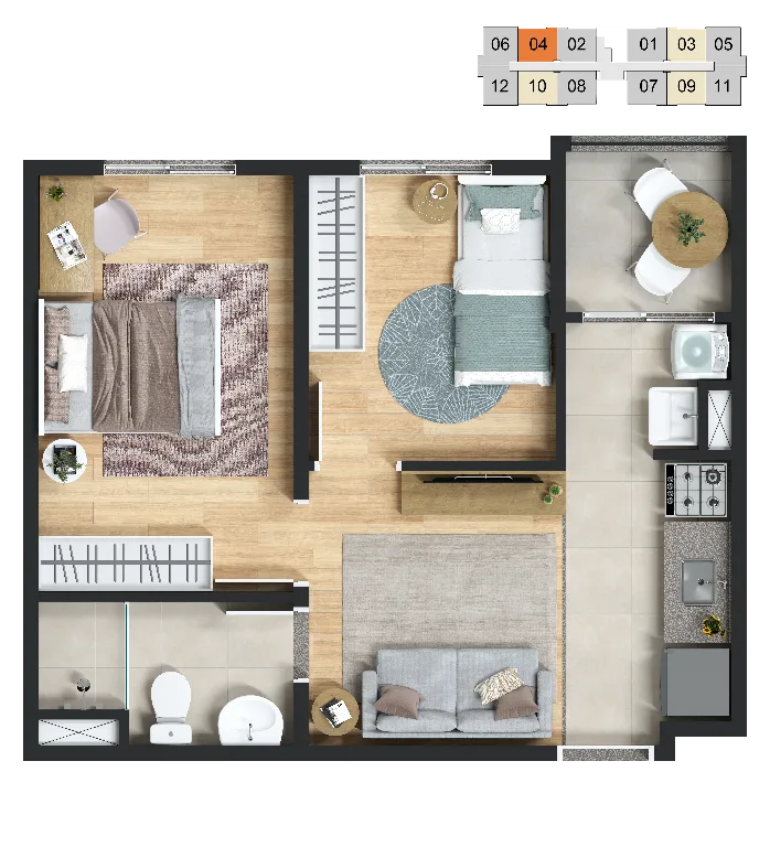 Planta do apartamento — referência 21 Tipologia B.1 1