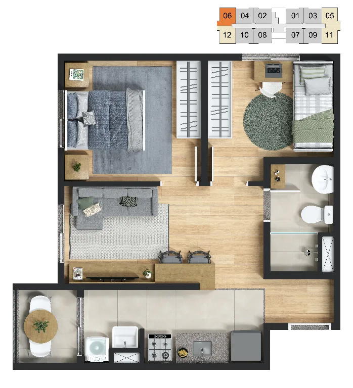 Planta do apartamento — referência 20 Tipologia A 1