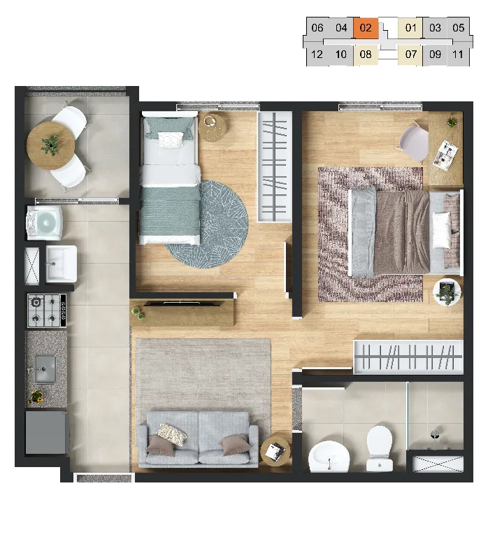 Planta do apartamento — referência 22 Tipologia C.1 1