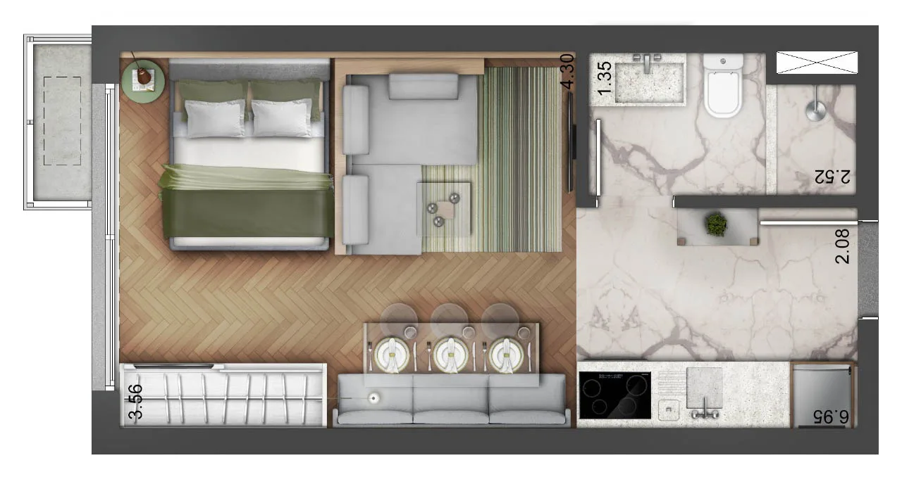 Planta do apartamento — referência Quarto 2