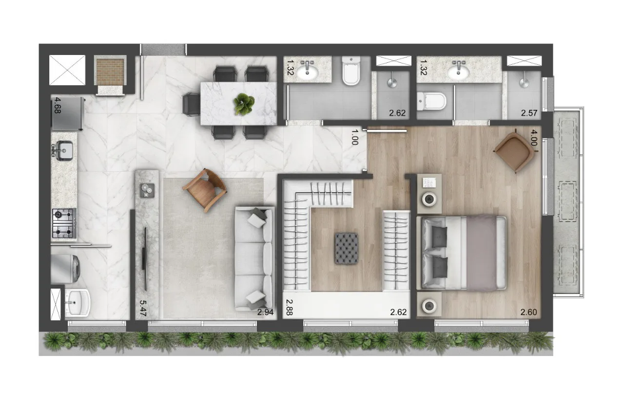 Planta do apartamento — referência Quarto 3
