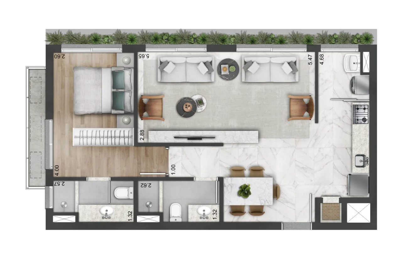 Planta do apartamento — referência Quarto 5