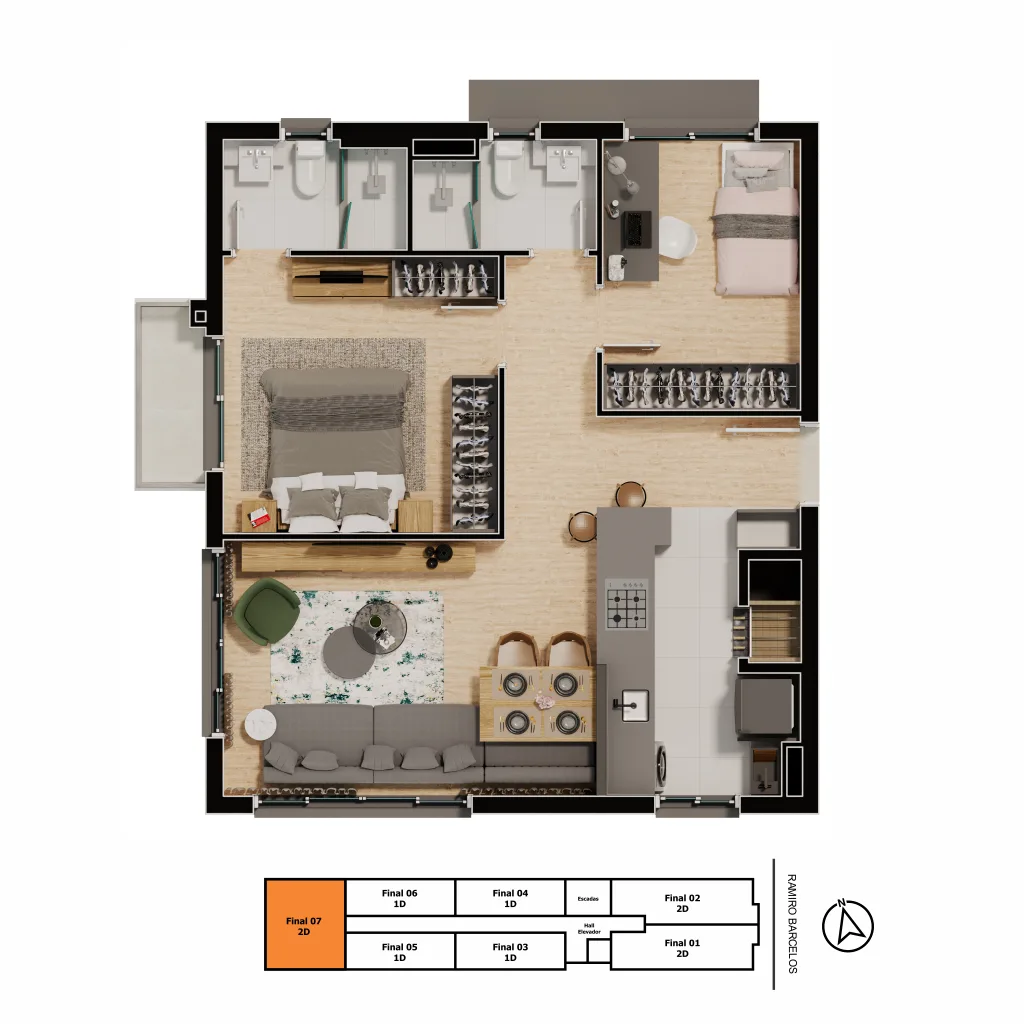 Planta do apartamento — referência MIRO 2 dorms maior