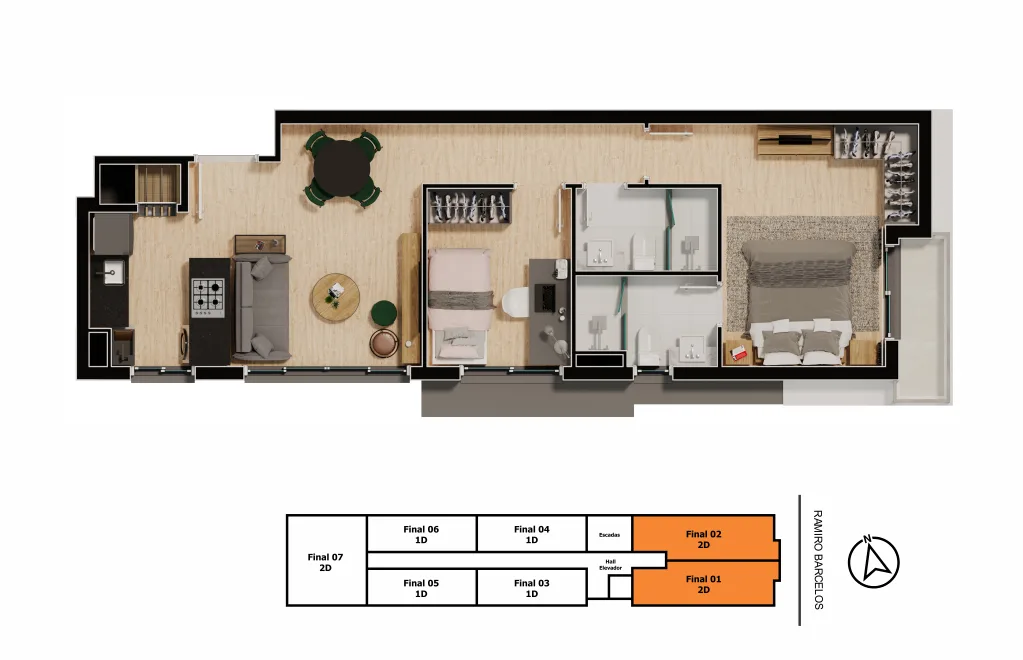 Planta do apartamento — referência MIRO 2 dorms menor