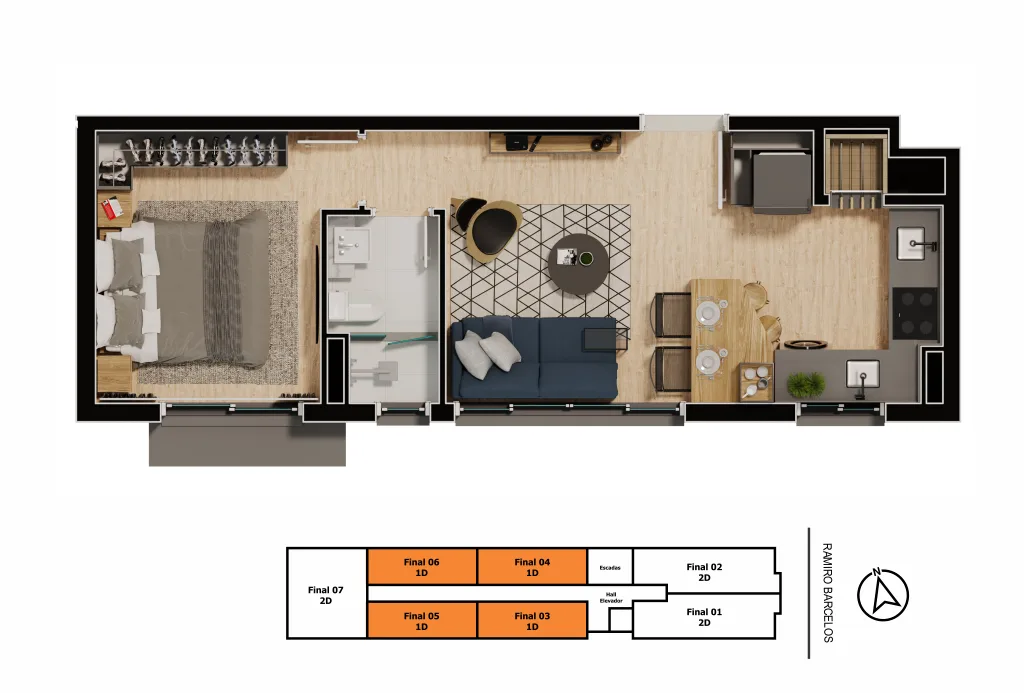Planta do apartamento — referência MIRO 1 dorm