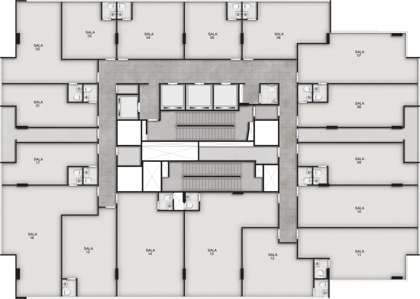 Planta do pavimento — torre mista