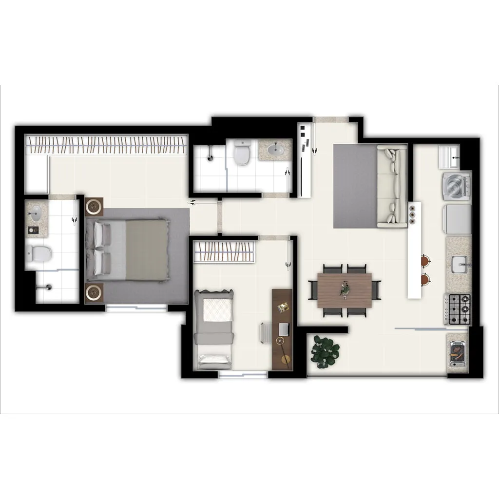 Planta do apartamento — referência 2 Quartos