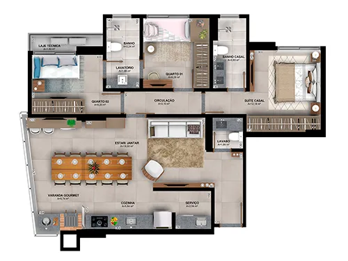 Planta do apartamento — referência apto decorado
