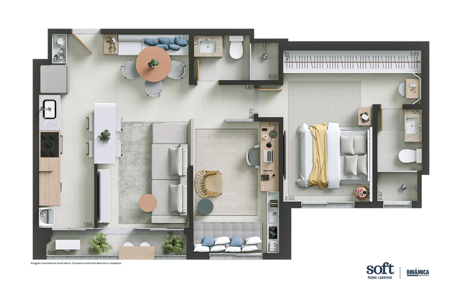 Planta do apartamento — referência 62m2