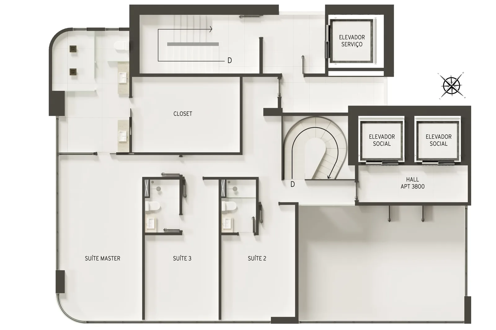 Planta do apartamento — referência Domus Jardins House Suites