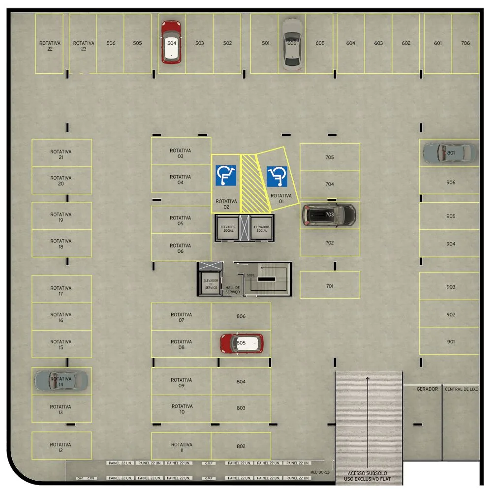 Planta do pavimento — garagem