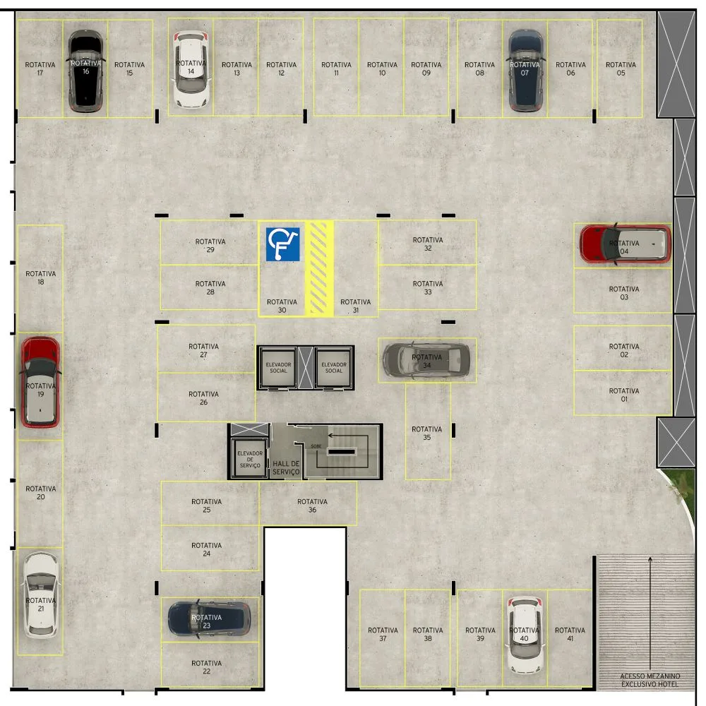 Planta do pavimento — garagem