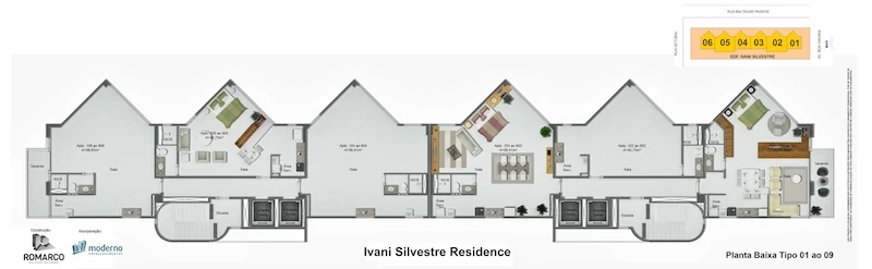 Planta do pavimento — referência da construtora