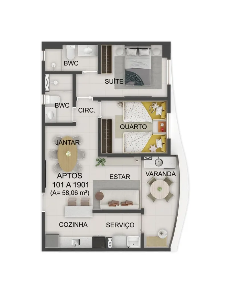 Planta do apartamento — referência zm451 urban home exata 02qto term01 PL 815x1030