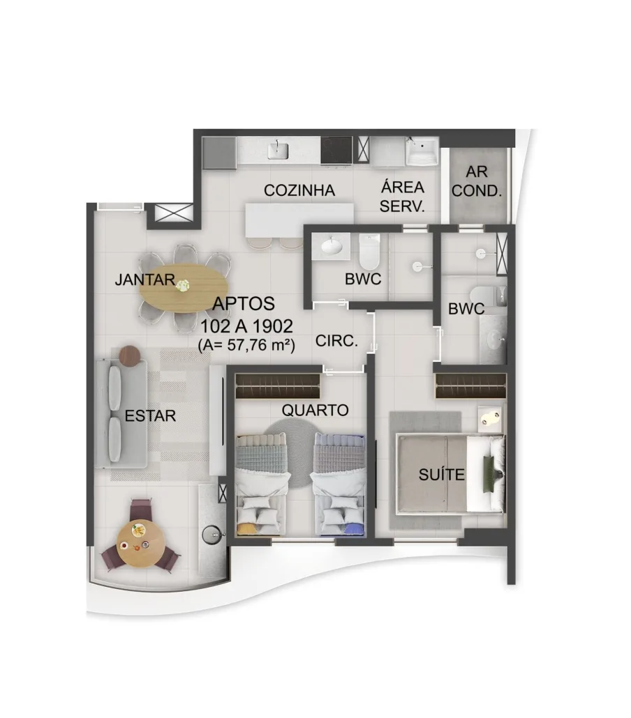 Planta do apartamento — referência zm451 urban home exata 02qto ampliado term02 PL 904x1030