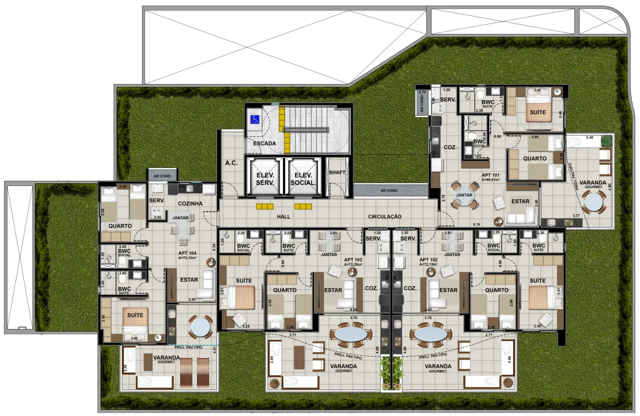 Planta do apartamento — referência Pav. Garden 600x390