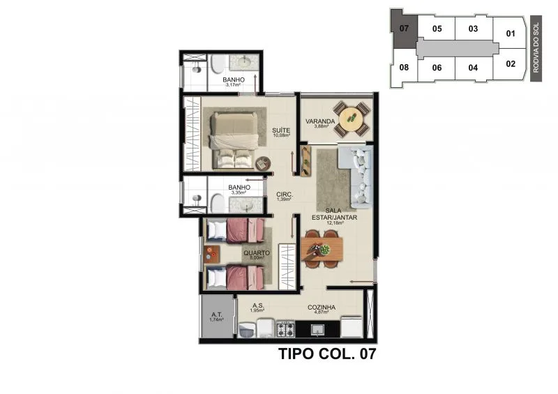Planta do apartamento · coluna 07