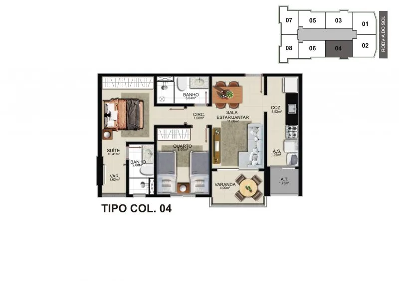 Planta do apartamento · coluna 04